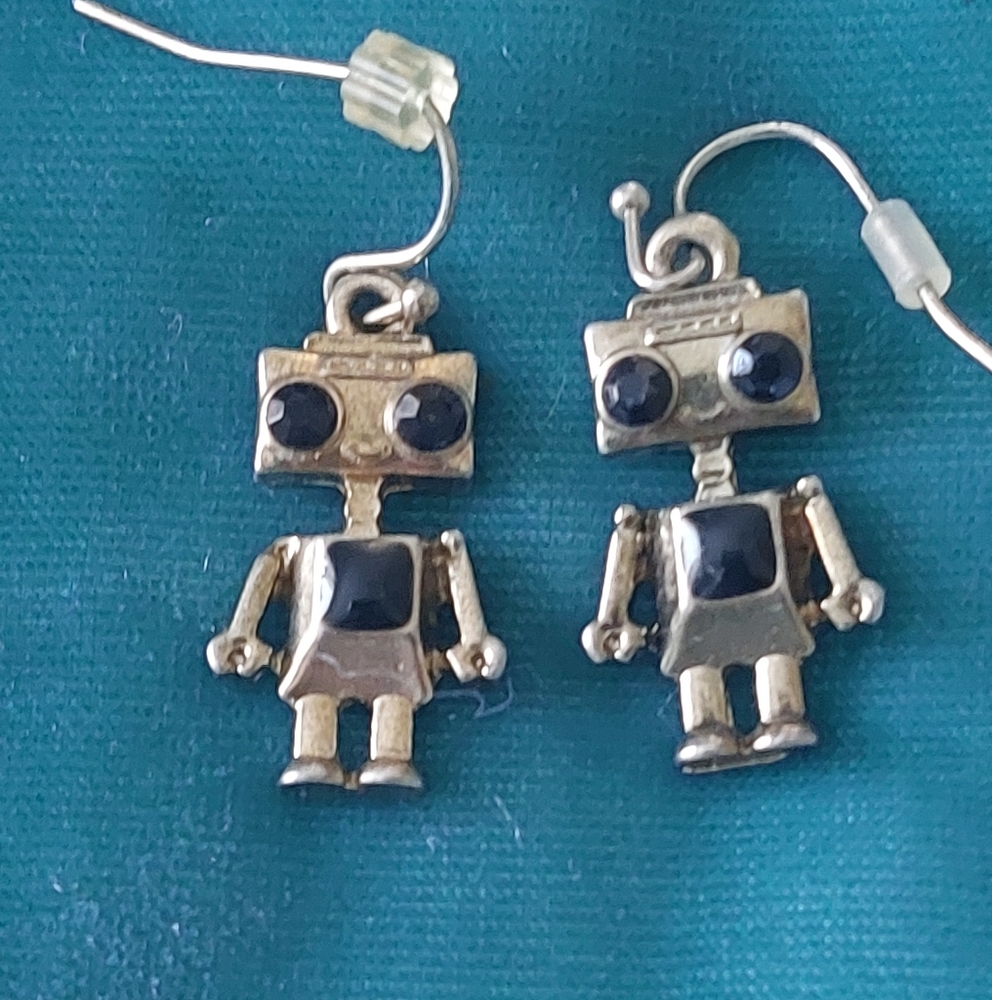 Vintage Tiny Robot Earrings